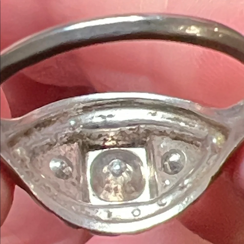 Antique Art Deco Uncas Signed Paste Diamond Sterling Silver Ring - Picture 9 of 10